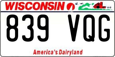 WI license plate 839VQG