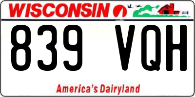 WI license plate 839VQH