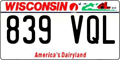 WI license plate 839VQL