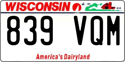 WI license plate 839VQM