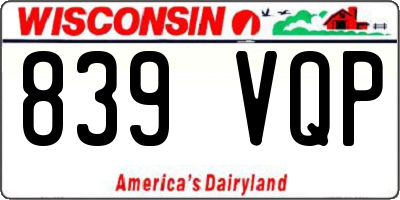WI license plate 839VQP