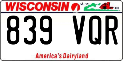 WI license plate 839VQR