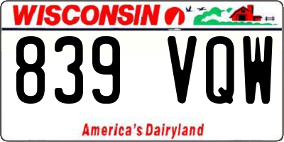 WI license plate 839VQW