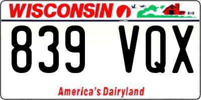 WI license plate 839VQX