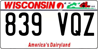WI license plate 839VQZ