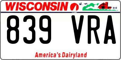 WI license plate 839VRA