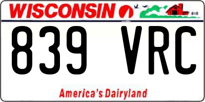 WI license plate 839VRC