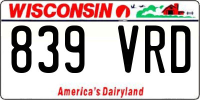 WI license plate 839VRD