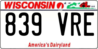WI license plate 839VRE
