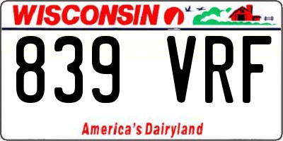 WI license plate 839VRF