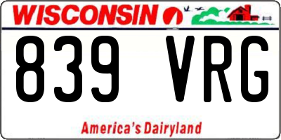 WI license plate 839VRG