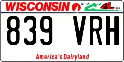 WI license plate 839VRH