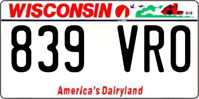 WI license plate 839VRO