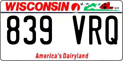WI license plate 839VRQ