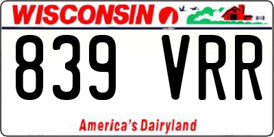 WI license plate 839VRR