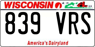 WI license plate 839VRS
