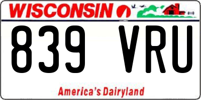WI license plate 839VRU