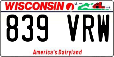 WI license plate 839VRW