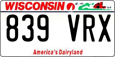 WI license plate 839VRX