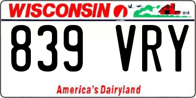 WI license plate 839VRY