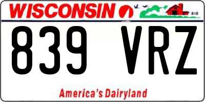 WI license plate 839VRZ