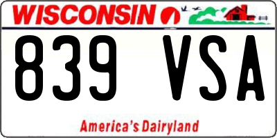 WI license plate 839VSA