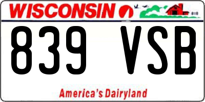 WI license plate 839VSB