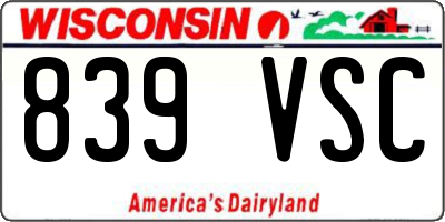 WI license plate 839VSC