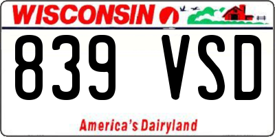 WI license plate 839VSD