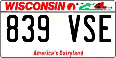 WI license plate 839VSE