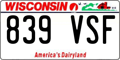 WI license plate 839VSF