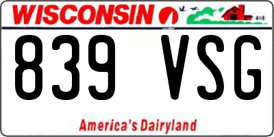 WI license plate 839VSG