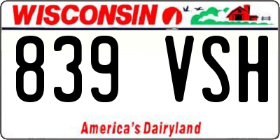 WI license plate 839VSH