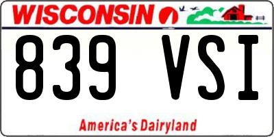 WI license plate 839VSI