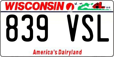 WI license plate 839VSL