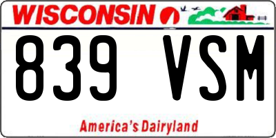 WI license plate 839VSM