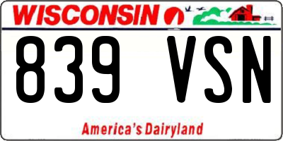 WI license plate 839VSN