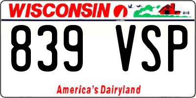 WI license plate 839VSP