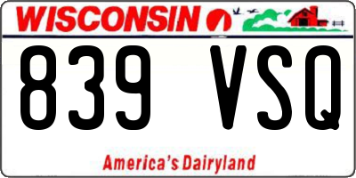 WI license plate 839VSQ