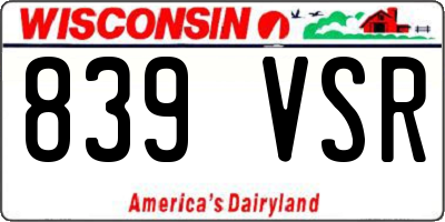 WI license plate 839VSR