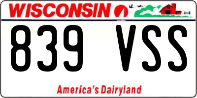 WI license plate 839VSS