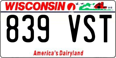 WI license plate 839VST