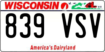 WI license plate 839VSV