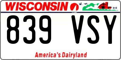 WI license plate 839VSY