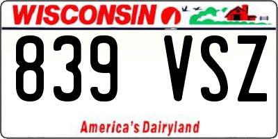 WI license plate 839VSZ