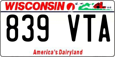 WI license plate 839VTA
