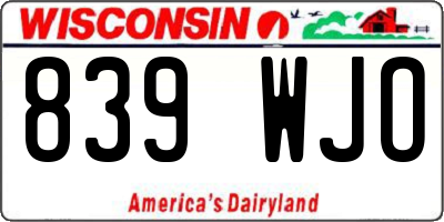WI license plate 839WJO