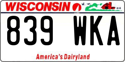 WI license plate 839WKA
