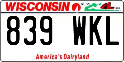 WI license plate 839WKL