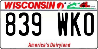WI license plate 839WKO